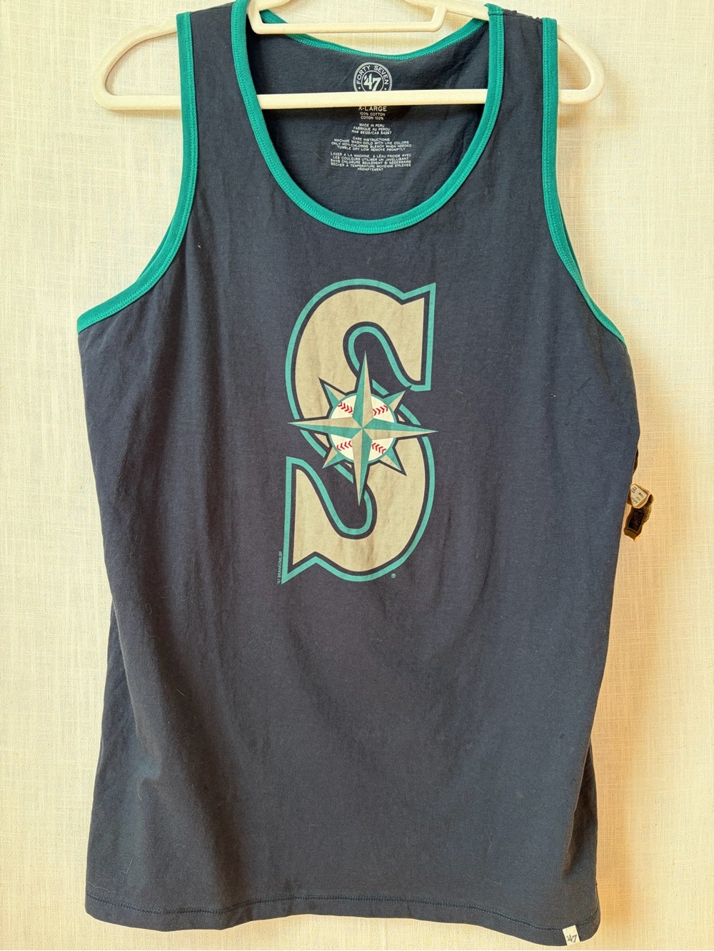 47 Brand Boys Navy Tank Top with Teal Trim and Team Logo